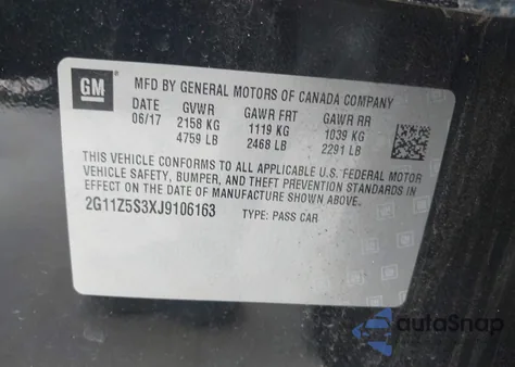 2018 Chevrolet Impala Ls z USA, uszkodzony, nr VIN 2G11Z5S3XJ9106163